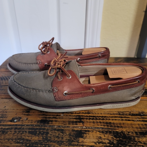 Sperry Top-Sider GOLD CUP A/O 2-Eye Boat Shoe STS11544 Size 11.5 Grey/Oxblood - Picture 3 of 6